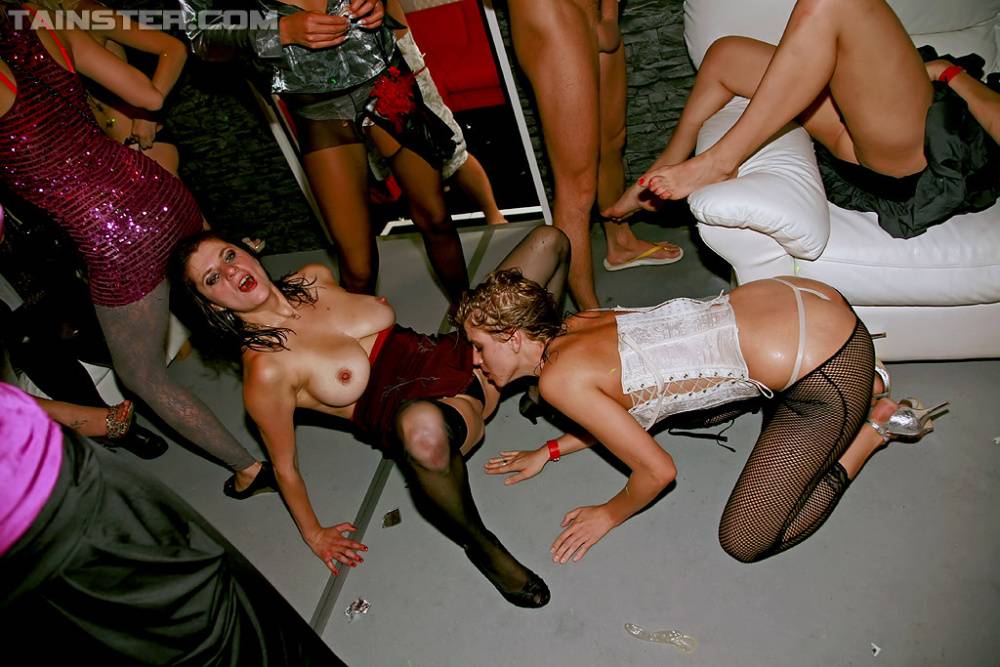Drunk lewd party sluts enjoy a wild sex orgy at the night club party - #2