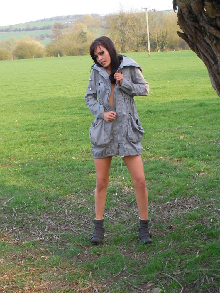 First timer Aglaia Augury gets naked by a tree with her boots on - #5