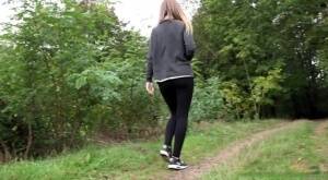 White girl is captured on hidden camera taking a piss in someone's garden - #main
