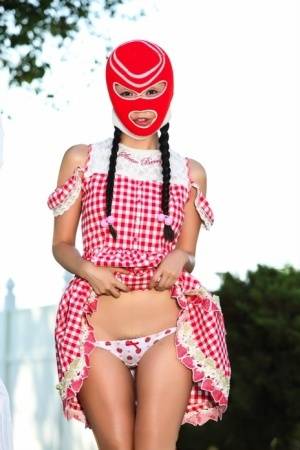Cute girl Marica Hase exposes her bush and ass while wearing a ski mask on galphoto.com