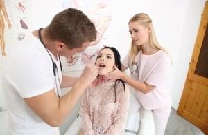 Dark haired teen has a hardcore threesome with a doctor and nurse on www.galphoto.com