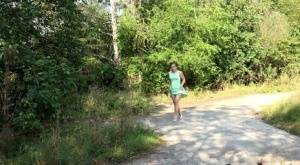 White chick pulls down her panties and squats for a piss on a country path on galphoto.com