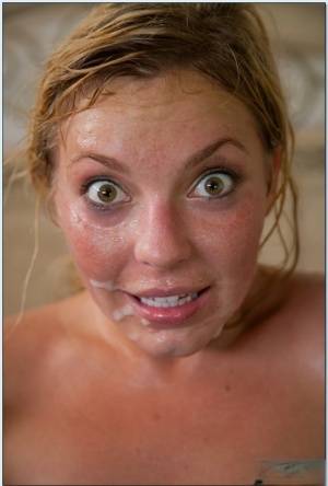 Nasty blonde with tiny tits Ally Kay gets a messy facial after fucking on www.galphoto.com