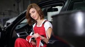 Sexy horny mechanic with awesome body reaches the climax right in a car on www.galphoto.com