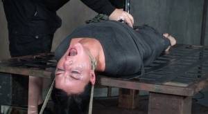 London River is mummified and tied down before being throat fucked in dungeon on galphoto.com
