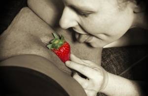 Mature lesbian Mollie Foxxx and her lover use strawberries during foreplay on galphoto.com