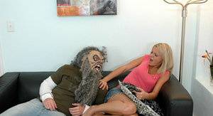 Pretty blonde Bree Olson gets banged on a sofa after being frightened on galphoto.com