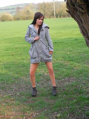 First timer Aglaia Augury gets naked by a tree with her boots on